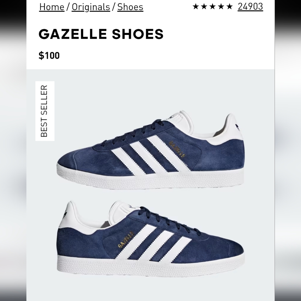 Adidas Gazelle Navy White Suede Sneakers Women's